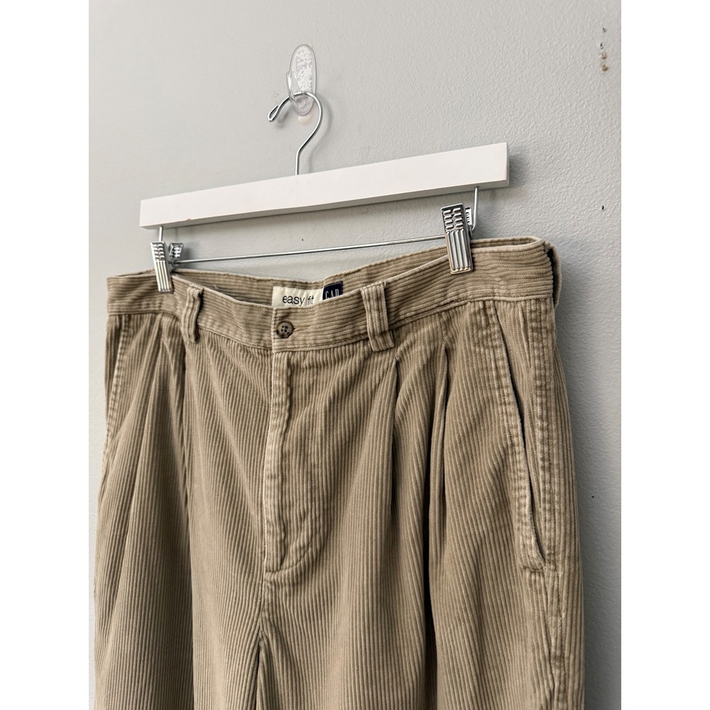 Vintage 90s Men's Gap Easy Fit Wide Wale Corduroy Pants Trousers Pleated 34x34 - Picture 3 of 7